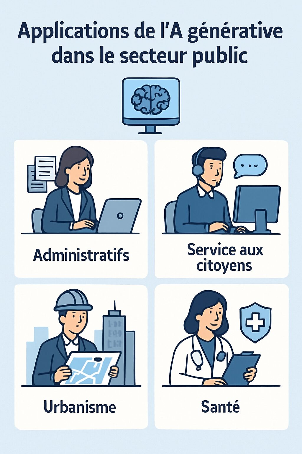découvrez notre guide complet sur les applications de l'intelligence artificielle dans le secteur public. explorez comment l'ia transforme les services gouvernementaux, améliore l'efficacité administrative et favorise l'innovation pour un avenir meilleur.
