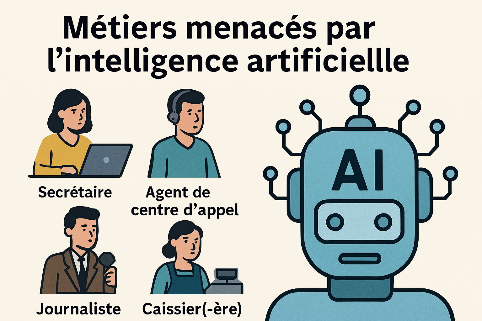 découvrez les métiers les plus vulnérables face à l'essor de l'intelligence artificielle. analyse des secteurs en mutation et des professions susceptibles d'être remplacées par des technologies avancées. restez informé sur les tendances du marché du travail.
