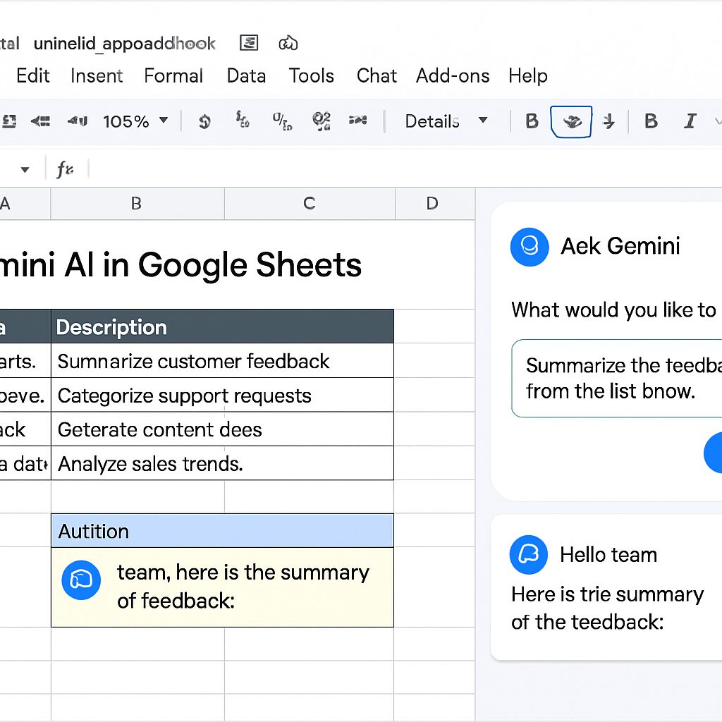 découvrez gemini ai de google, la solution innovante qui remplit automatiquement les cellules vides de vos tableaux. optimisez votre travail grâce à cette technologie avancée qui améliore la productivité et l'efficacité de vos analyses de données.