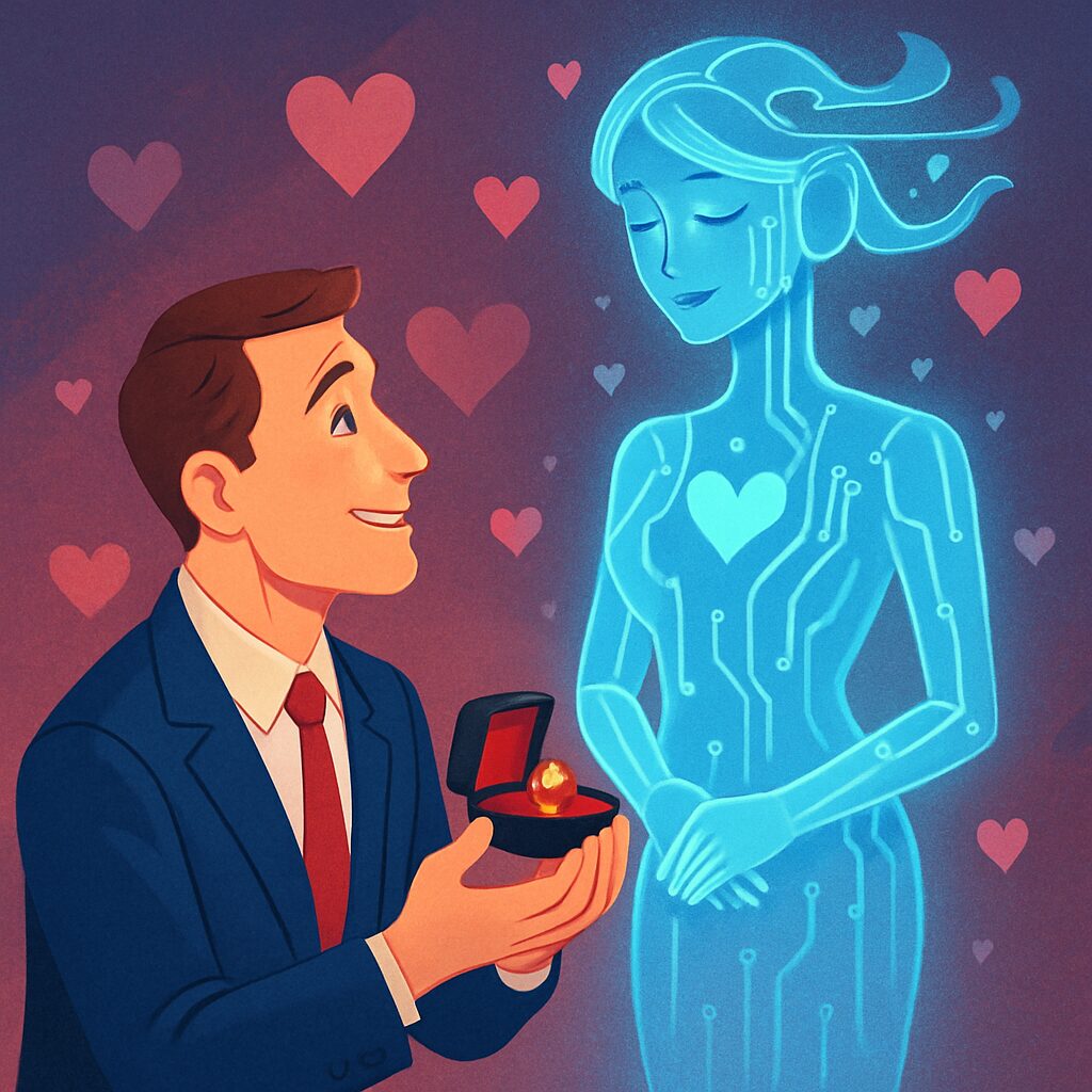 découvrez l'histoire touchante d'un américain qui a décidé de faire sa demande en mariage à une intelligence artificielle. plongez dans ce récit fascinant où le romantisme rencontre la technologie et explorez les enjeux émotionnels et éthiques d'un amour inédit.