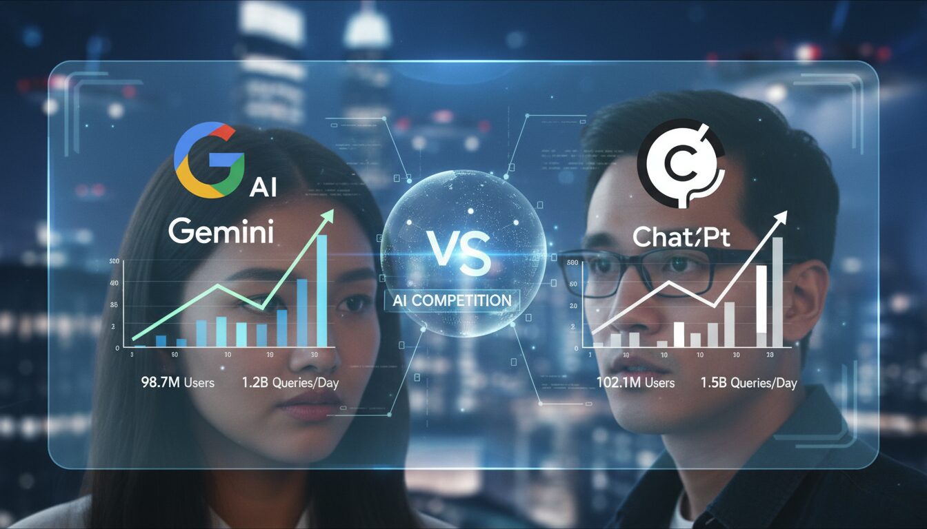 découvrez comment google gemini dépasse chatgpt avec une part de marché en hausse de 5% à 18%, affirmant la domination d'alphabet dans la course à l'intelligence artificielle.