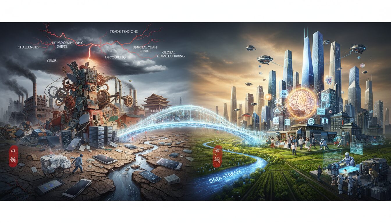 analyse des défis auxquels l'économie chinoise fait face, entravant sa révolution industrielle axée sur l'intelligence artificielle et créant un cercle vicieux ralentissant son développement.