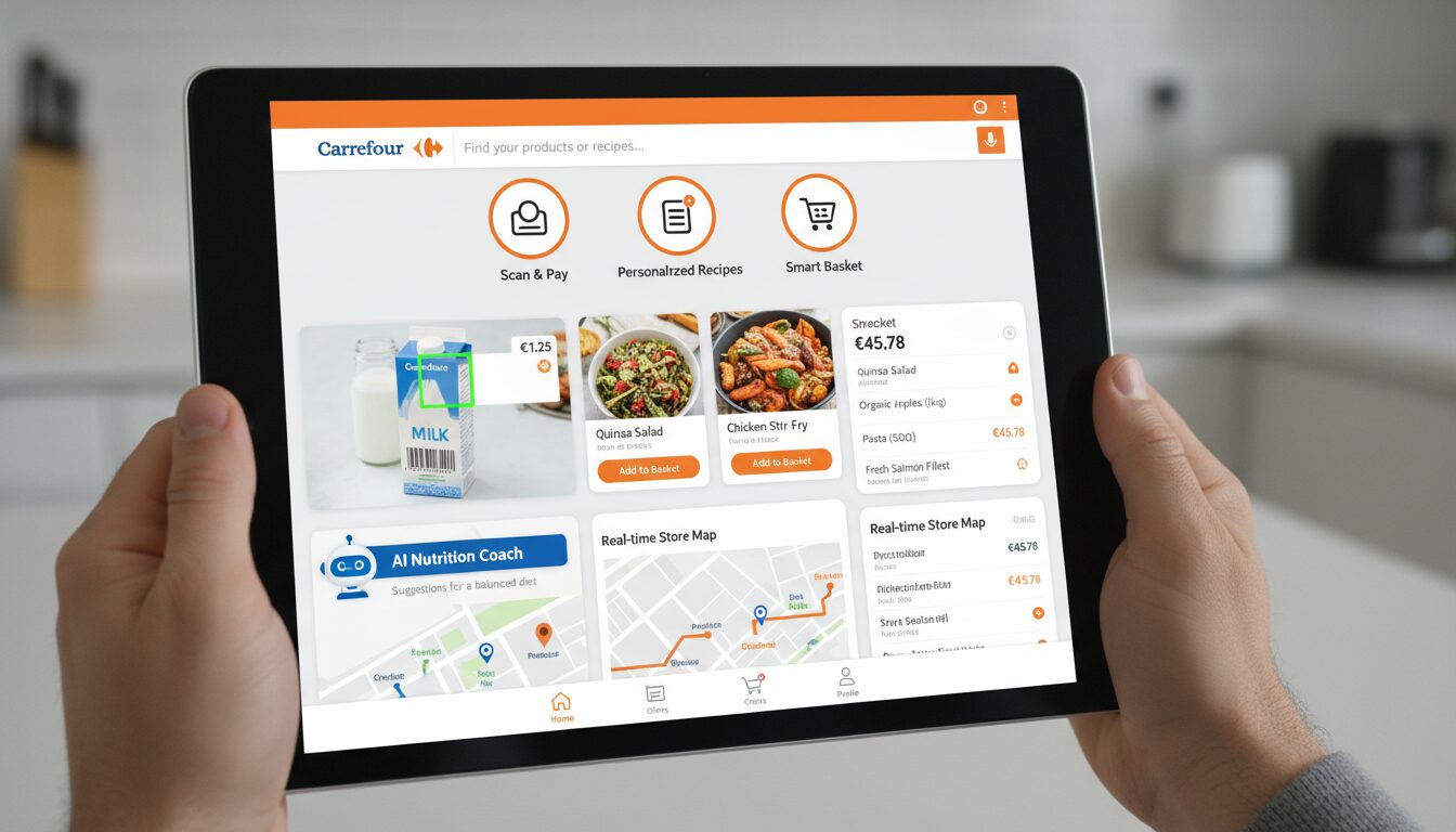 découvrez l'innovation carrefour avec une application intelligente et interactive pour simplifier vos courses. faites vos achats facilement et rapidement grâce à la technologie moderne.