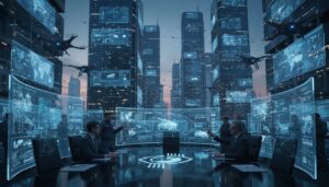 analyse des implications de la surveillance par les géants de la tech et leur rôle croissant dans le développement d'un nouveau complexe militaro-industriel, entre enjeux sécuritaires et éthiques.