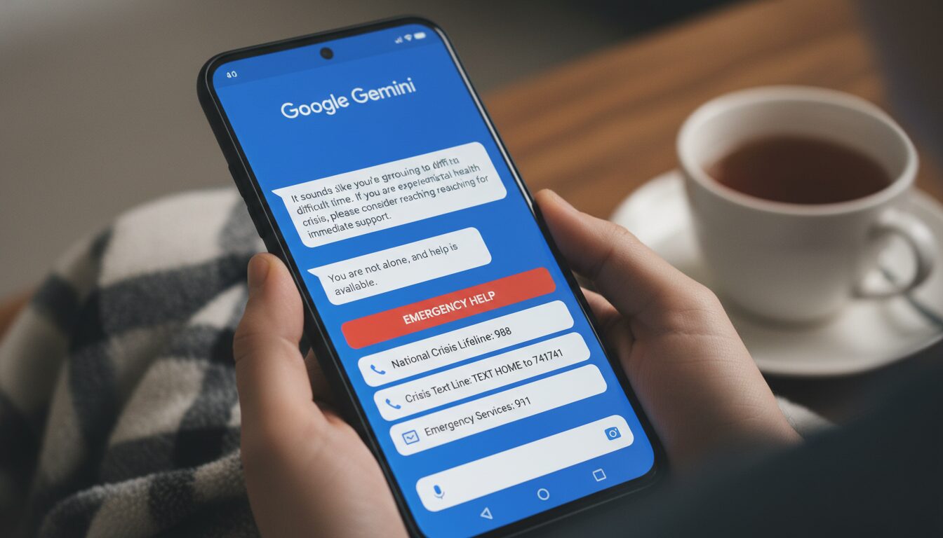 google gemini permet une connexion instantanée des personnes en crise aux lignes d'assistance pour un soutien rapide et efficace.