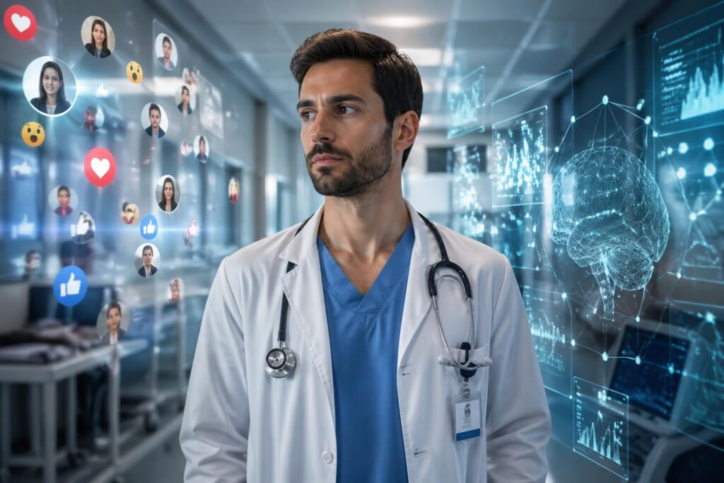 découvrez comment les réseaux sociaux et l'intelligence artificielle influencent la réputation et l'image des professionnels de santé, et les enjeux liés à leur présence numérique.