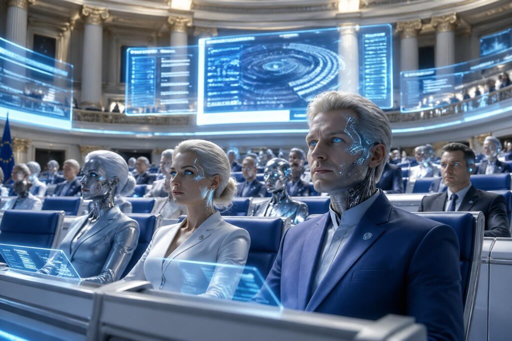 découvrez comment l'intelligence artificielle transforme le parlement avec les avatars députés, et ce que cela signifie pour l'avenir de la démocratie dans 'un œil sur demain – l’ère des avatars députés'.