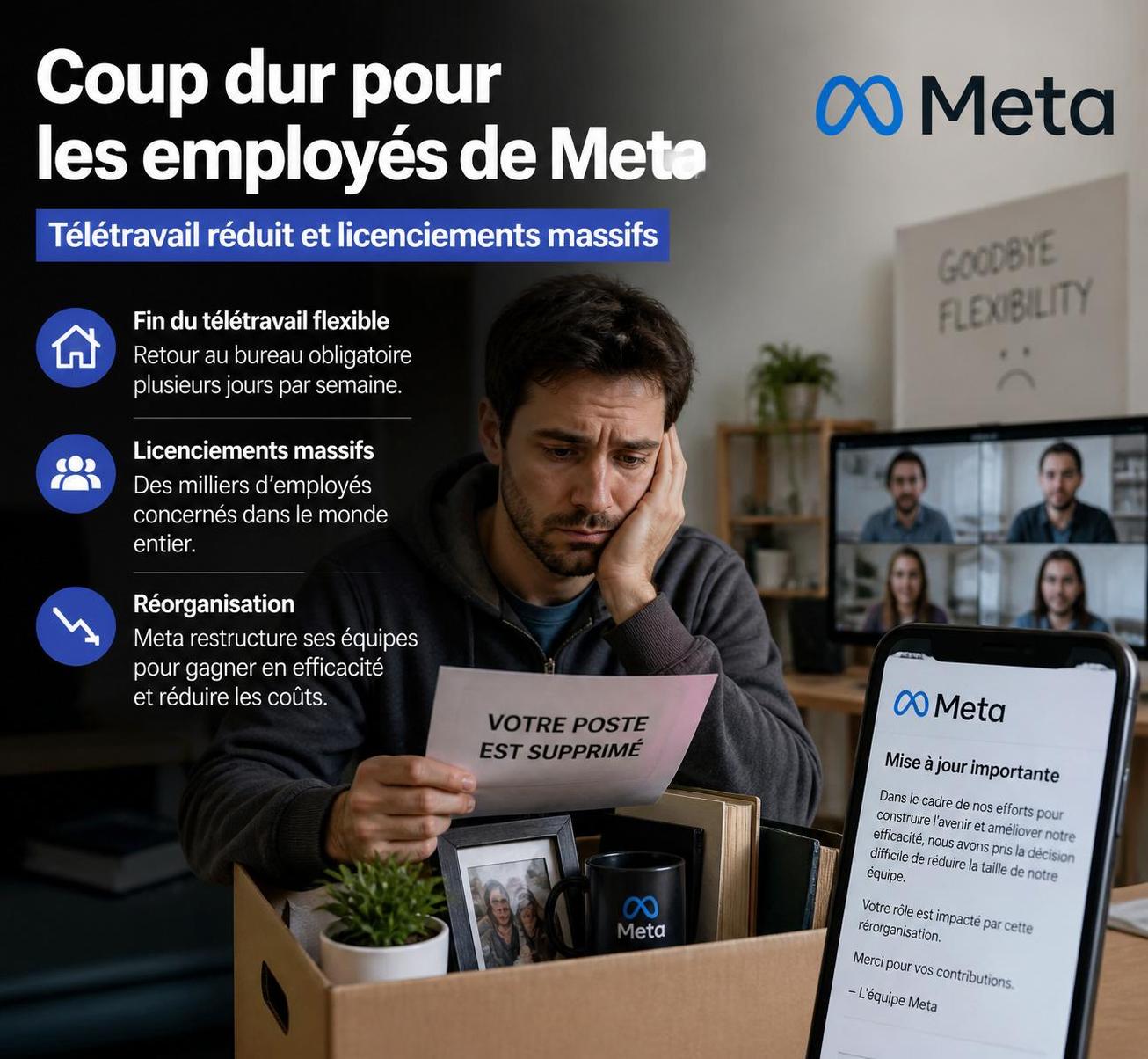 découvrez les conséquences pour les employés de meta : après la mise en place forcée du télétravail, 8 000 postes seront supprimés, marquant un coup dur pour l'entreprise et son personnel.