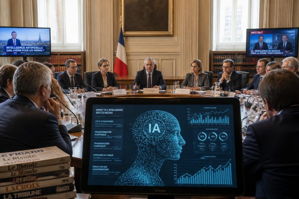 l'alliance de la presse alerte les députés sur l'importance vitale de l'intelligence artificielle pour la survie et l'avenir des médias traditionnels face aux transformations numériques.