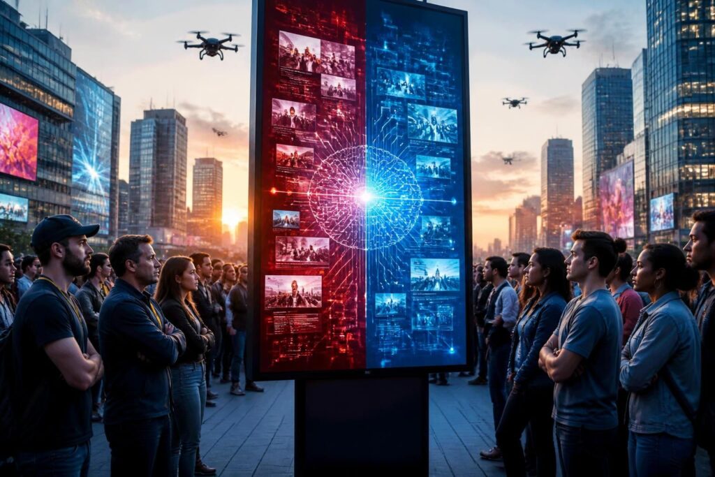 découvrez comment l'intelligence artificielle influence les médias et analyse son rôle potentiel dans l'aggravation de la polarisation sociale.