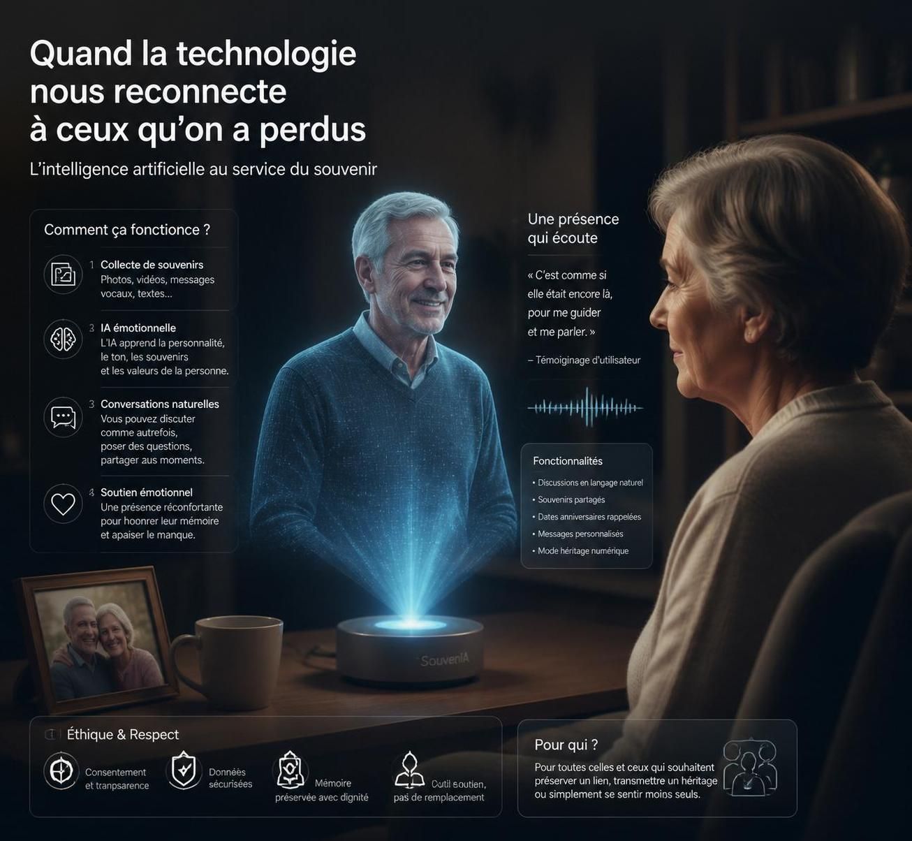 découvrez «you, only virtual», l'application innovante qui permet de ressusciter virtuellement les défunts, tout en soulevant des inquiétudes éthiques et psychologiques parmi les experts.