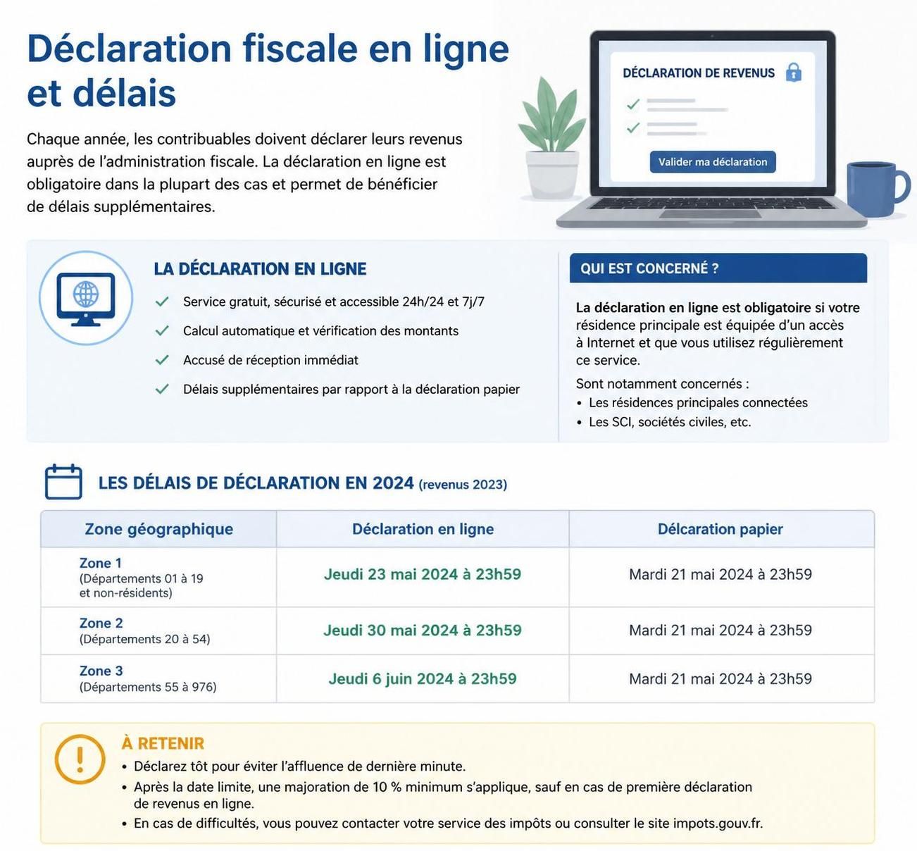 déclarez vos impôts en ligne sans stress : suivez les derniers délais et découvrez si une assistance fiscale est adaptée à vos besoins.