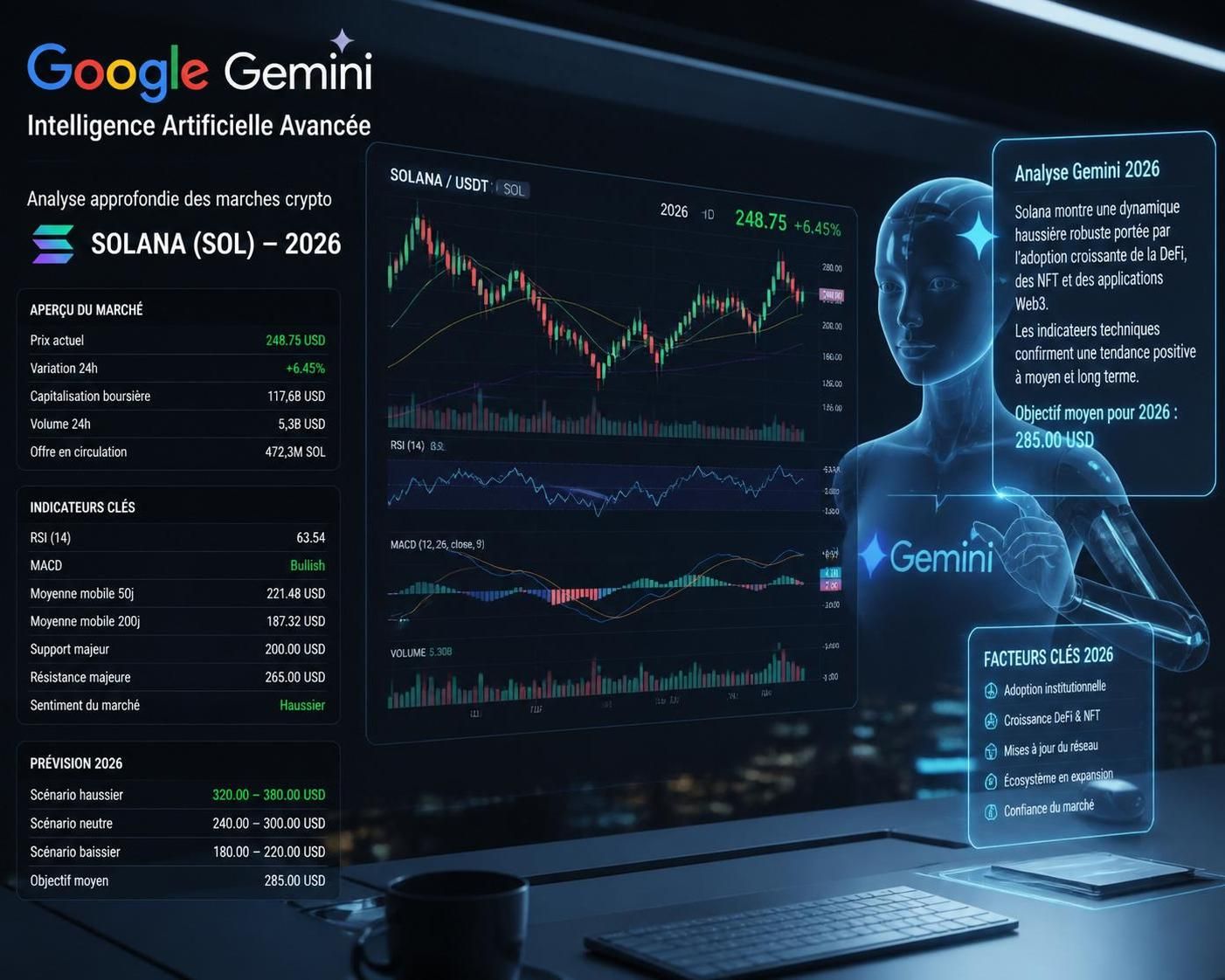 découvrez comment google gemini ia prévoit une évolution surprenante du prix du solana d'ici la fin 2026, avec des analyses et prévisions détaillées pour les investisseurs.