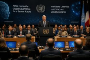 le secrétaire général de l’onu appelle à une régulation internationale de l’intelligence artificielle pour garantir un avenir sûr et responsable pour l’humanité.