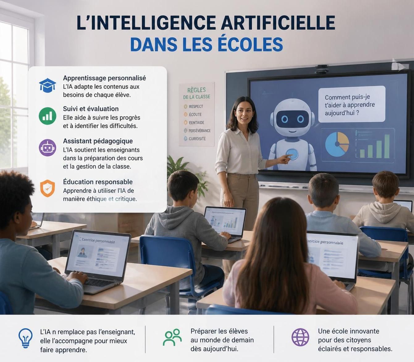 un rapport parlementaire préconise l'expérimentation des outils d'intelligence artificielle dans le cadre scolaire pour mieux intégrer ces technologies et améliorer l'apprentissage.