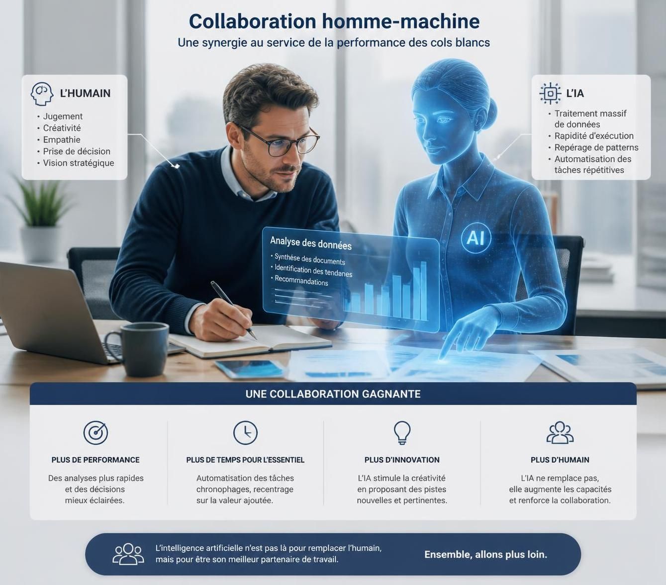 découvrez comment l'intelligence artificielle révolutionne le quotidien des cols blancs en optimisant leurs tâches, améliorant la productivité et transformant les méthodes de travail.