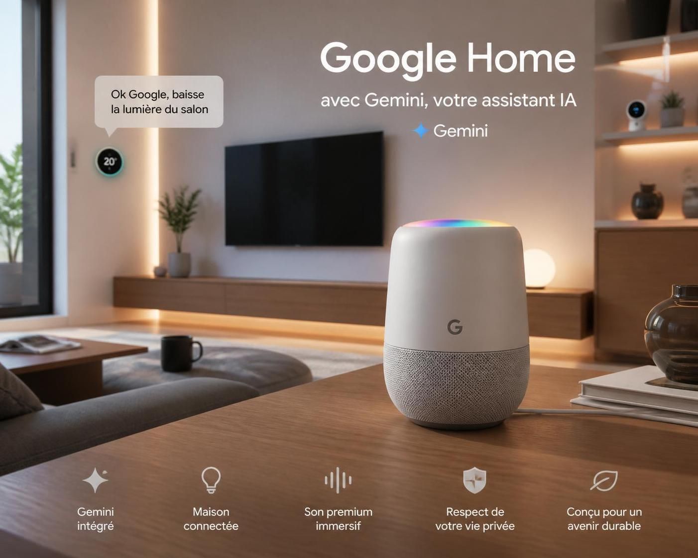 découvrez comment la nouvelle enceinte google home équipée de gemini transforme votre maison connectée grâce à ses fonctionnalités innovantes et son intelligence avancée.