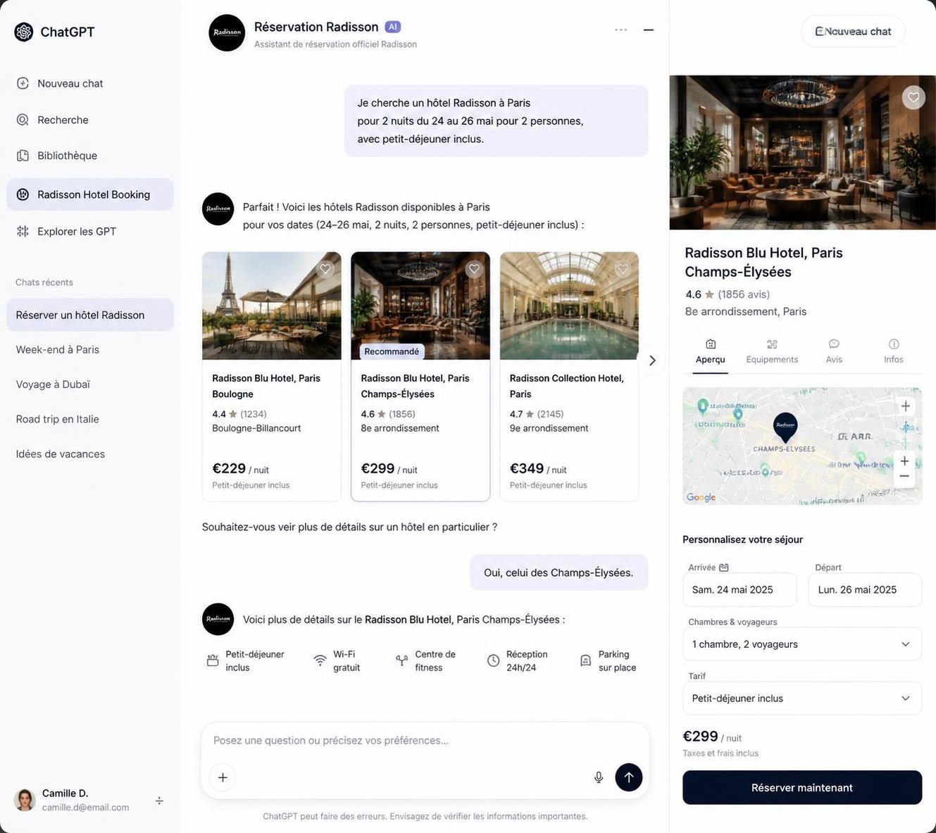 radisson hotel group et accenture s'associent pour révolutionner la découverte de voyages grâce à chatgpt, offrant une expérience innovante et personnalisée aux voyageurs.