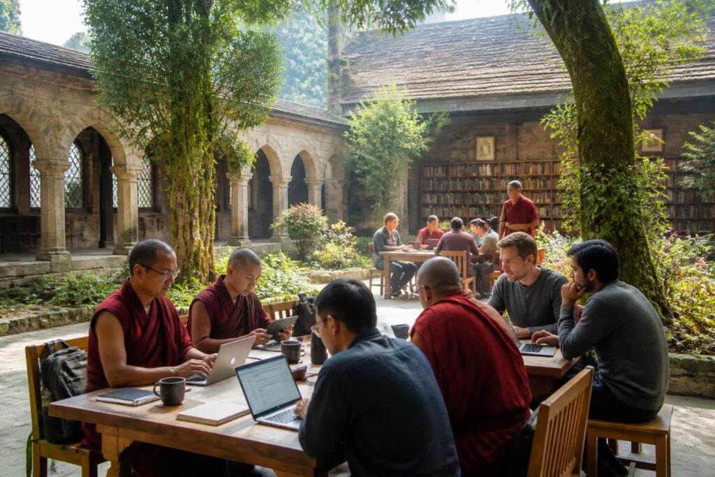 découvrez une journée immersive au monastère de solan, consacrée à l'intelligence artificielle et à la réflexion profonde sur l'essence de l'humain, alliant technologie et spiritualité.
