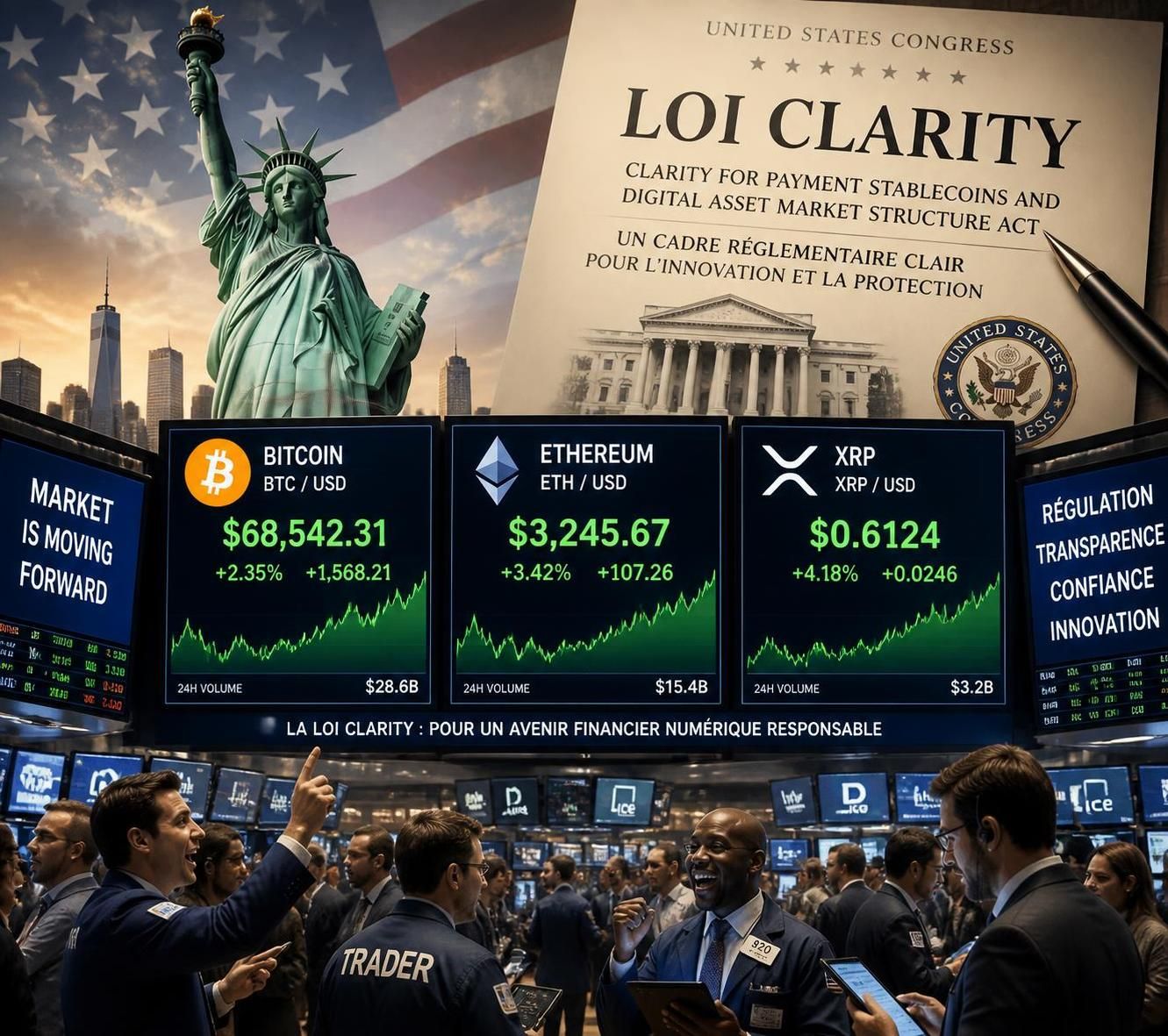 découvrez comment la loi clarity bouleverse bitcoin, ethereum et xrp, et quels sont les résultats prédits par quatre modèles d'intelligence artificielle pour déterminer le grand gagnant.