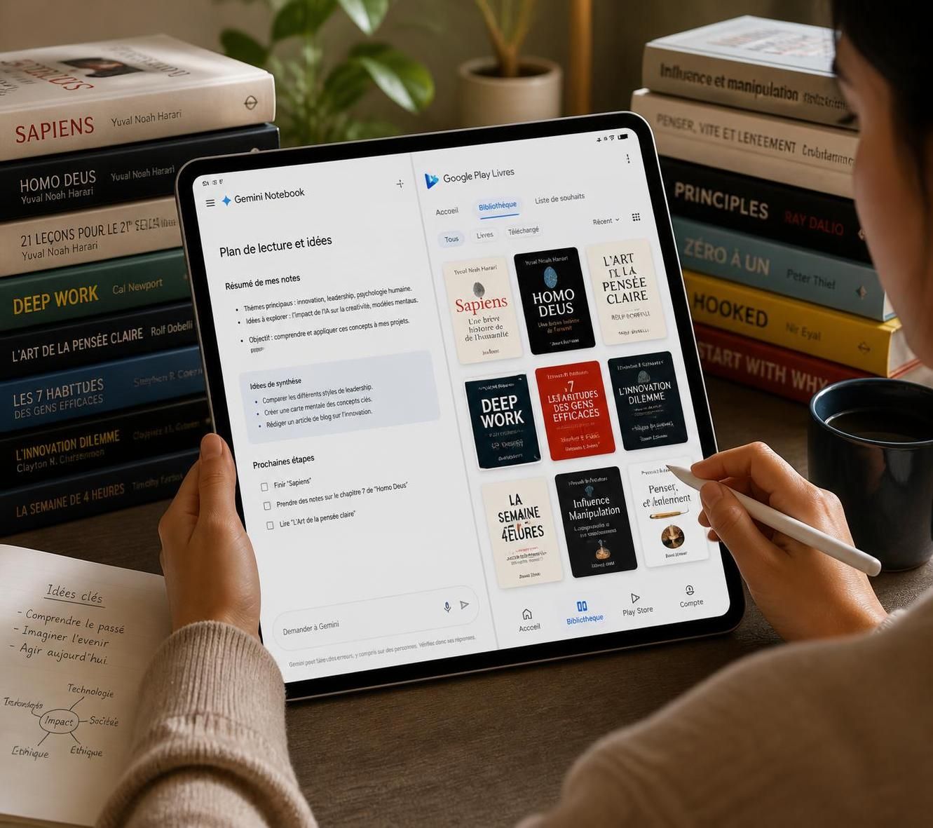 gemini notebook intègre vos livres google play pour vous permettre de redécouvrir et exploiter pleinement votre bibliothèque numérique oubliée.