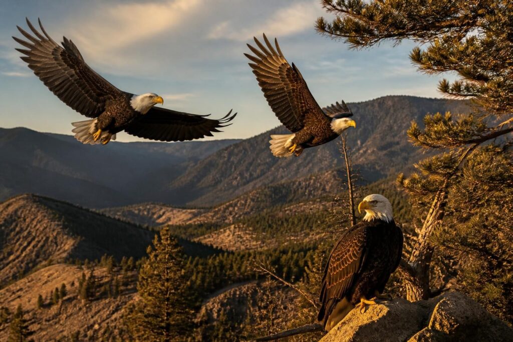 découvrez le départ des aiglons sandy et luna de la vallée de big bear, tandis que shadow savoure une pause bien méritée.