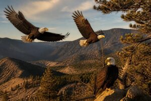 découvrez le départ des aiglons sandy et luna de la vallée de big bear, tandis que shadow savoure une pause bien méritée.