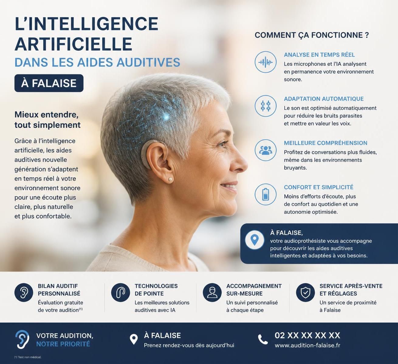 découvrez comment l'intelligence artificielle transforme l'assistance auditive à falaise, offrant des solutions innovantes pour améliorer la qualité de vie des malentendants.