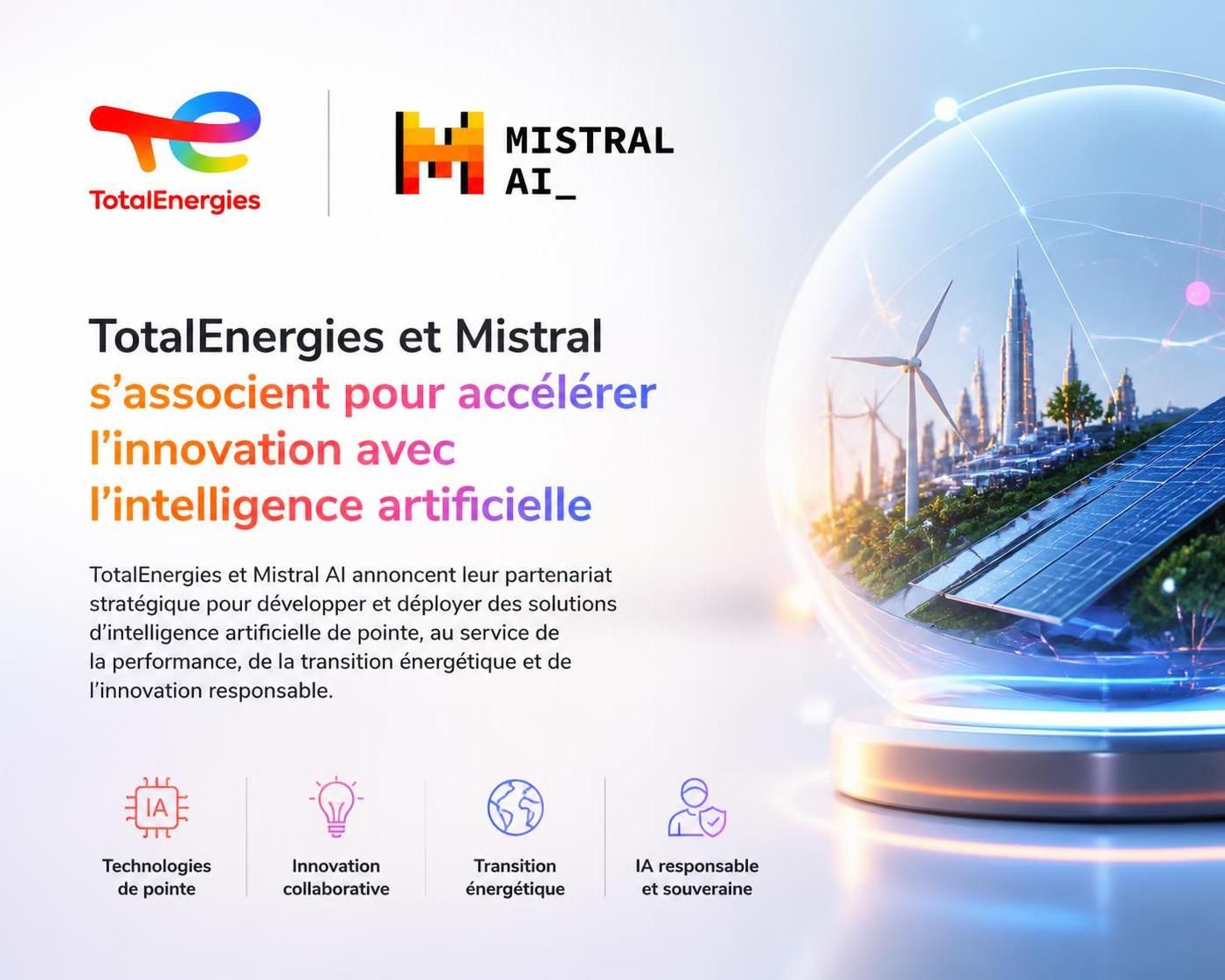 totalenergies investit 100 millions d'euros pour s'allier avec mistral dans le domaine de l'intelligence artificielle, renforçant ainsi son engagement dans les technologies innovantes.