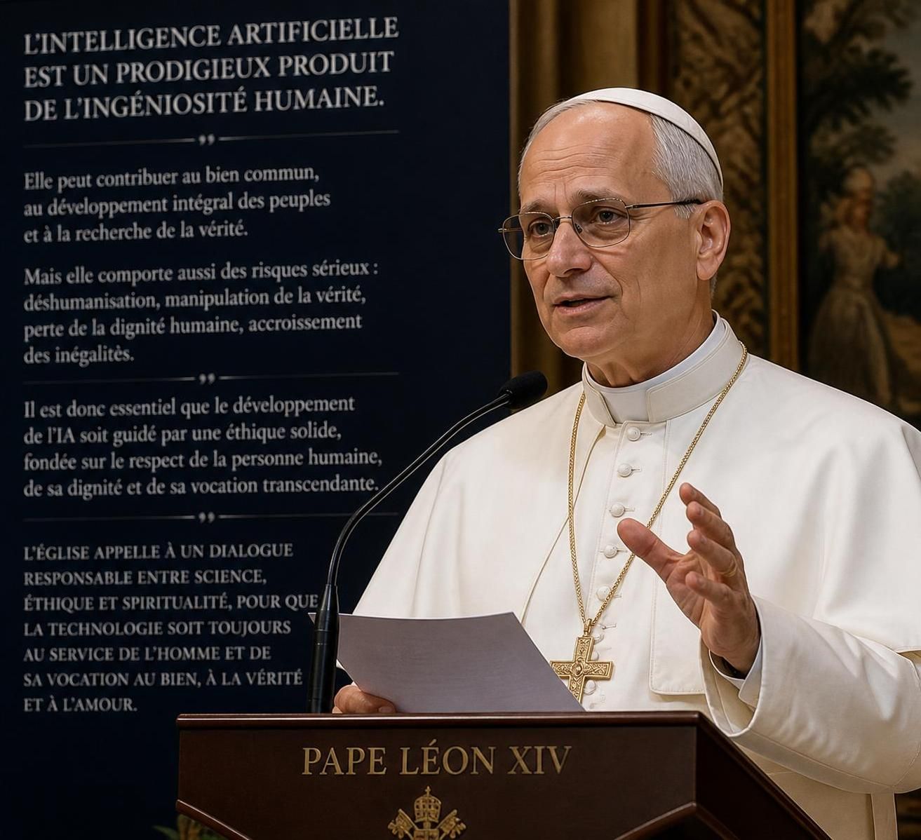 le pape met en garde contre les dangers potentiels de l'intelligence artificielle, avertissant d'un « paradis des machines » imminent qui pourrait bouleverser la société humaine.