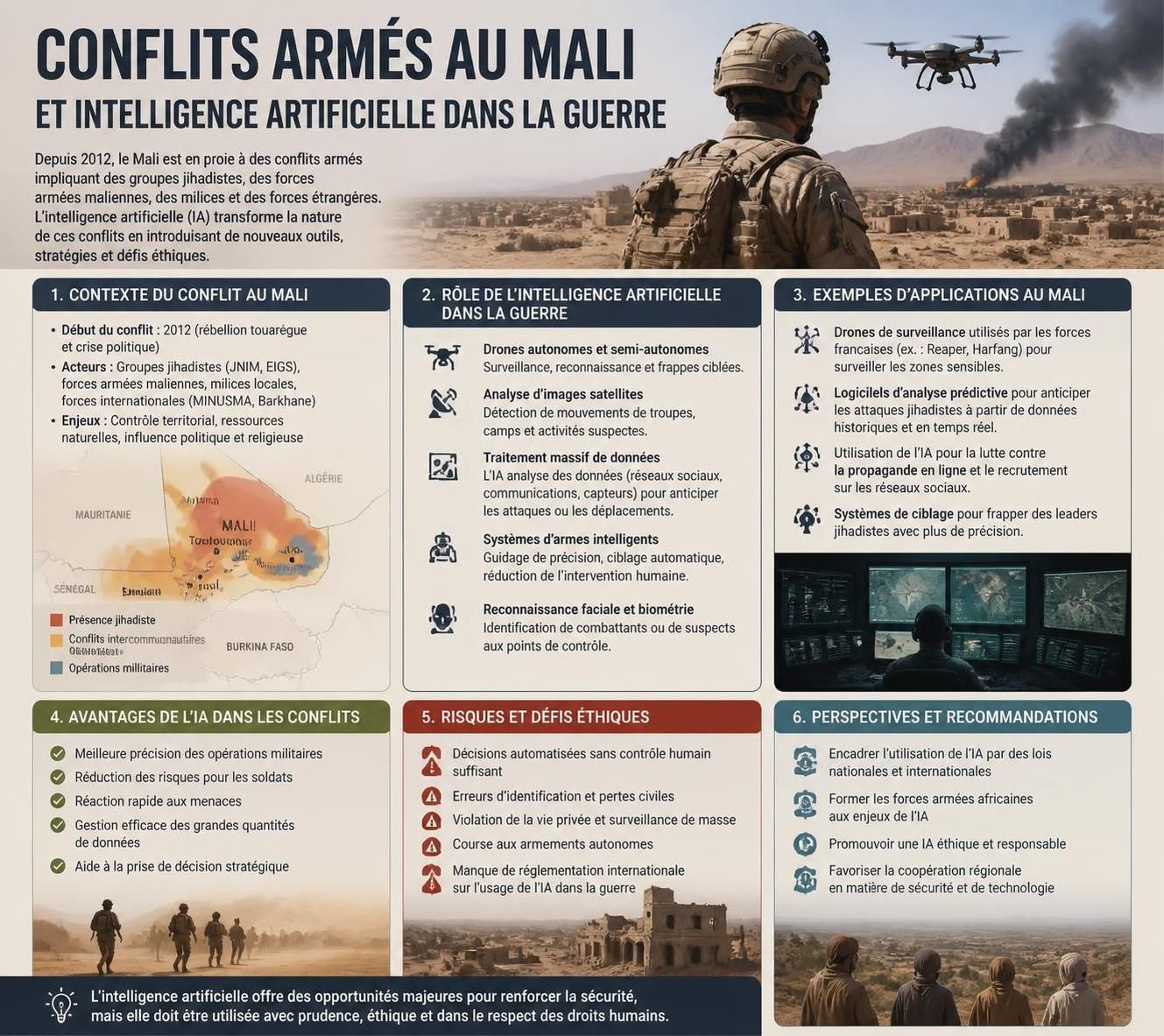 découvrez comment le timbuktu institute analyse les défis et enjeux liés à l'intégration de l'intelligence artificielle dans les conflits armés au mali.