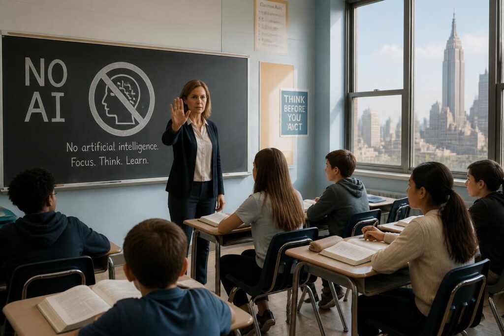 new york interdit l'utilisation de l'intelligence artificielle pour tous les élèves dans les établissements scolaires afin de préserver l'intégrité académique et garantir un apprentissage équitable.