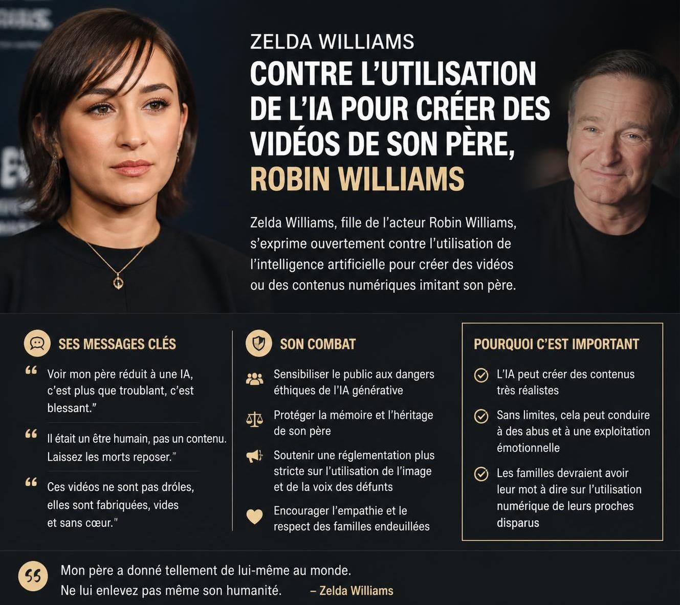 découvrez comment la fille de robin williams lutte contre les vidéos créées par intelligence artificielle utilisant l’image de son père, protégeant ainsi sa mémoire et son héritage.