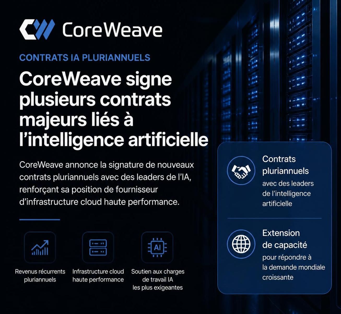 découvrez comment coreweave accélère son expansion grâce à des contrats d'intelligence artificielle soutenus par des prêteurs stratégiques, renforçant ainsi sa position sur le marché technologique.