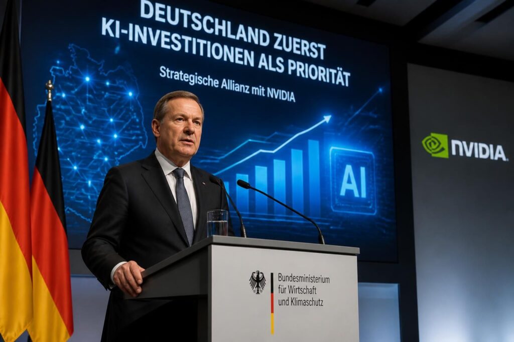 en allemagne, friedrich merz appelle à un investissement prioritaire dans l'intelligence artificielle, soulignant son importance stratégique avant de finaliser un partenariat avec nvidia.