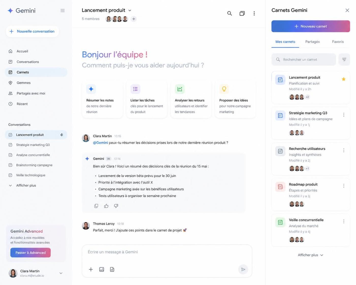 gérez facilement vos carnets gemini directement depuis vos conversations gemini pour une organisation simplifiée et efficace.