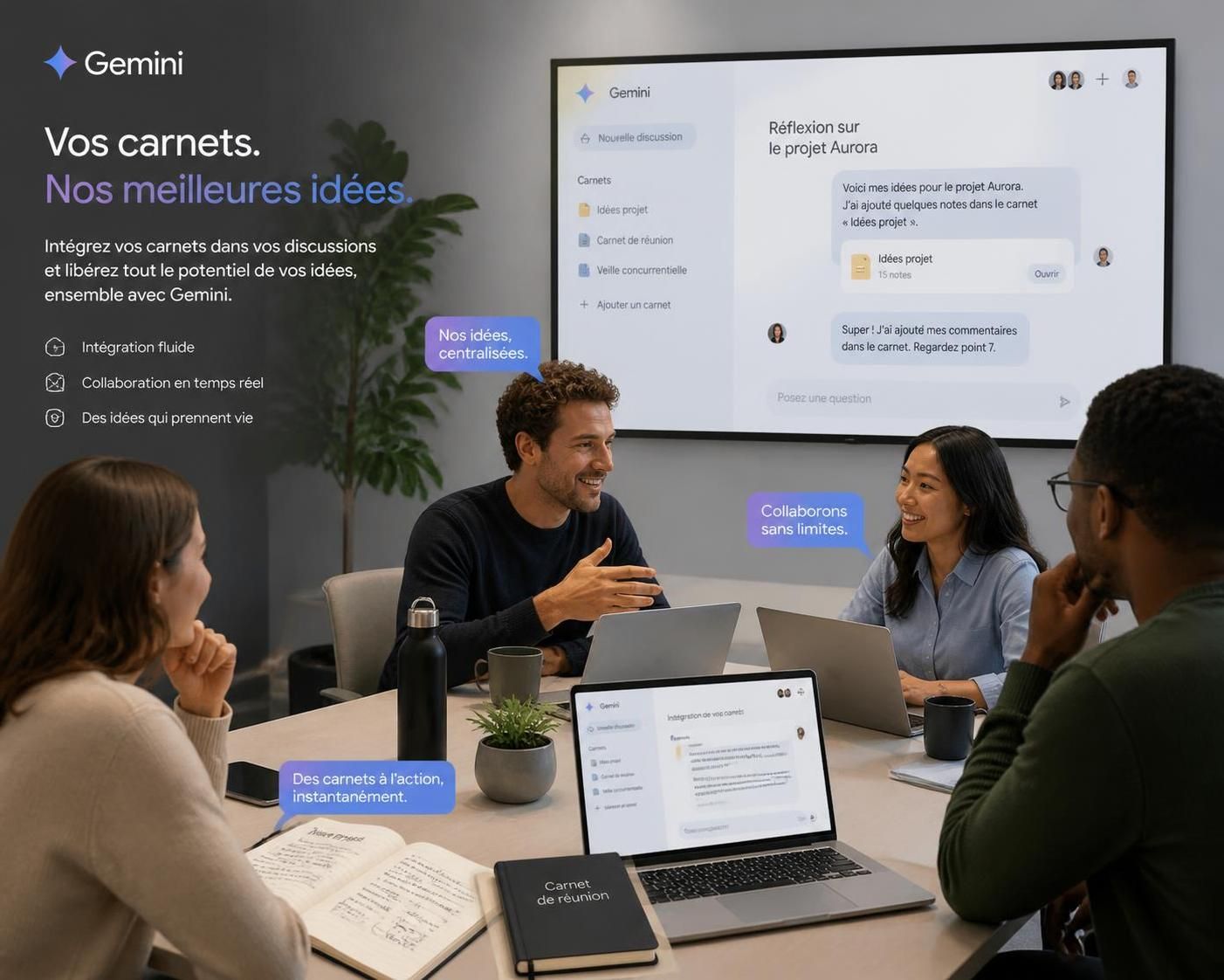 gérez facilement vos carnets gemini directement depuis vos conversations gemini pour une organisation simplifiée et efficace.