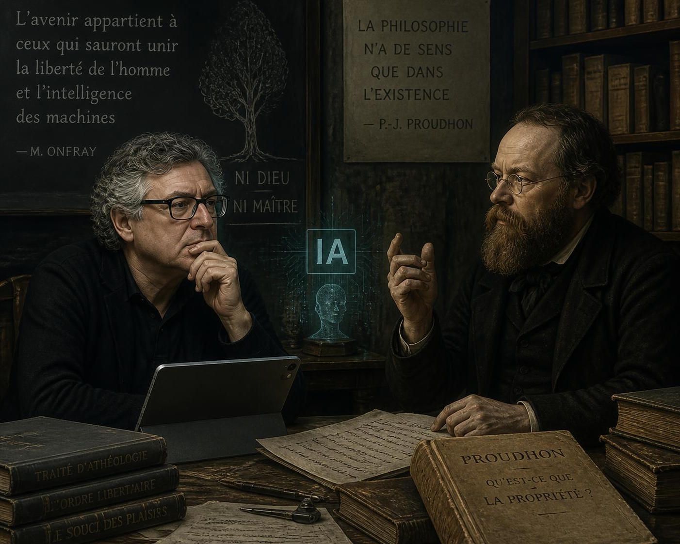 découvrez comment michel onfray revisite la pensée de proudhon à travers le prisme de l'intelligence artificielle dans un contexte de révolution technologique, explorant les enjeux éthiques et sociaux de cette nouvelle ère.
