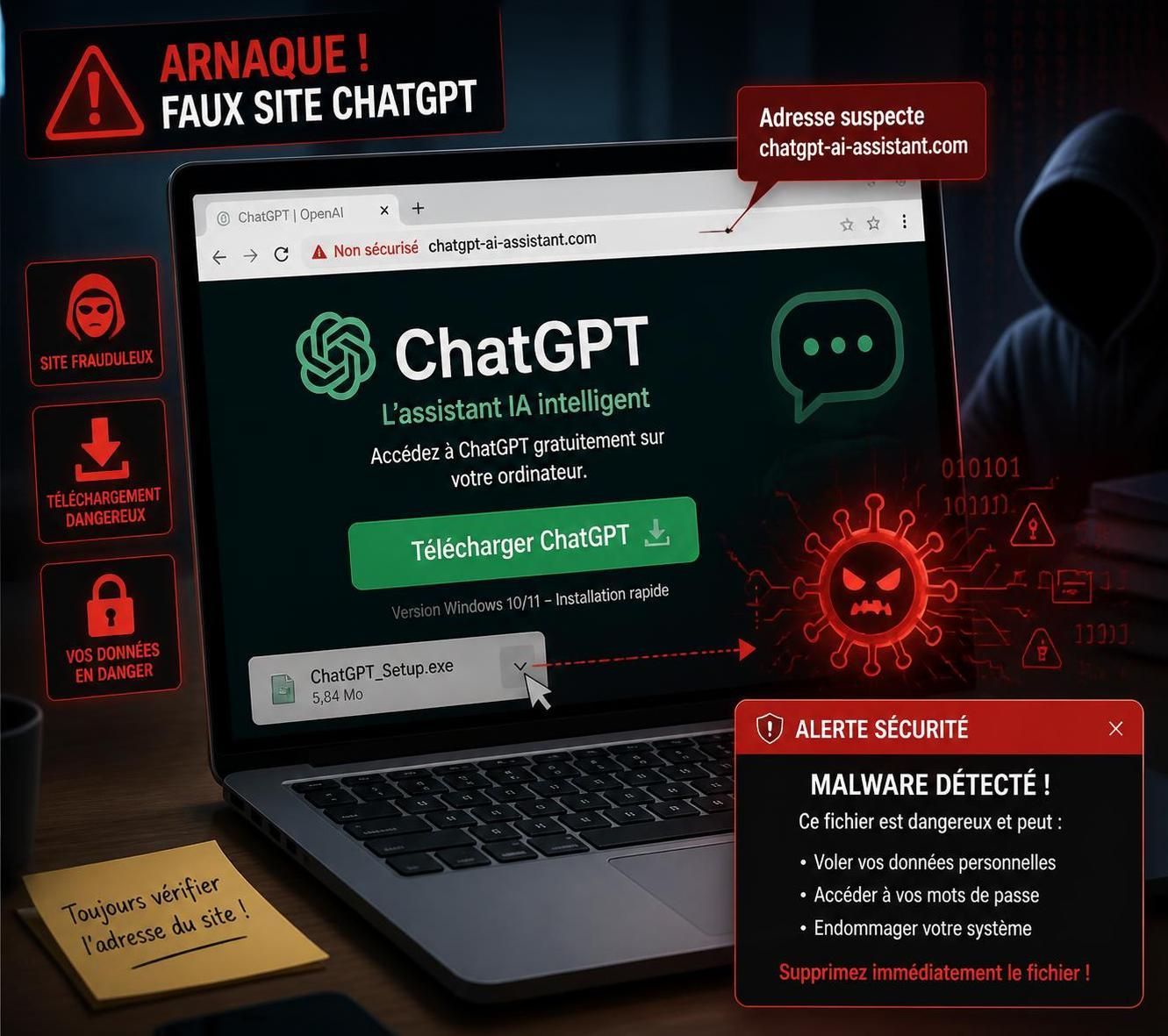 découvrez la nouvelle arnaque liée à chatgpt qui incite à installer un malware. apprenez à reconnaître cette menace et à protéger vos appareils en déjouant ce piège malin.