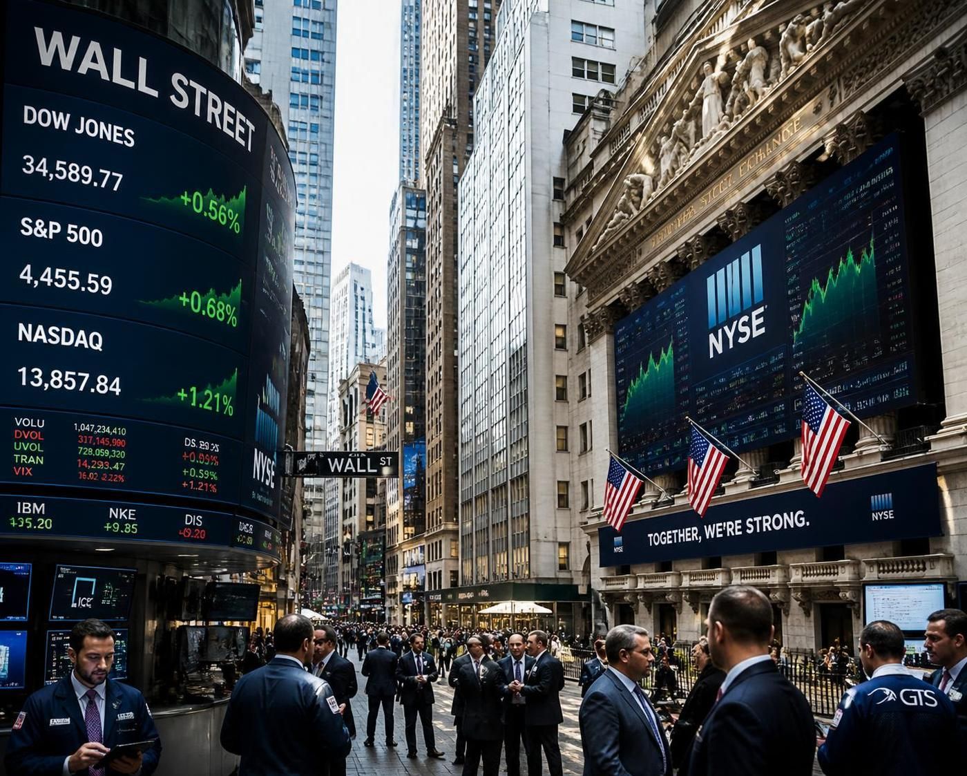 wall street continue sa progression malgré un ralentissement des entreprises leaders de l'intelligence artificielle, mêlant optimisme et prudence sur les marchés financiers.